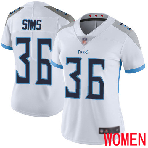 Tennessee Titans Limited White Women LeShaun Sims Road Jersey NFL Football 36 Vapor Untouchable